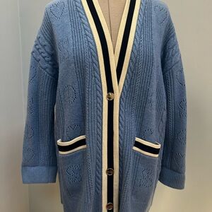 Choć Sandro Blue Heart Pattern Cardigan